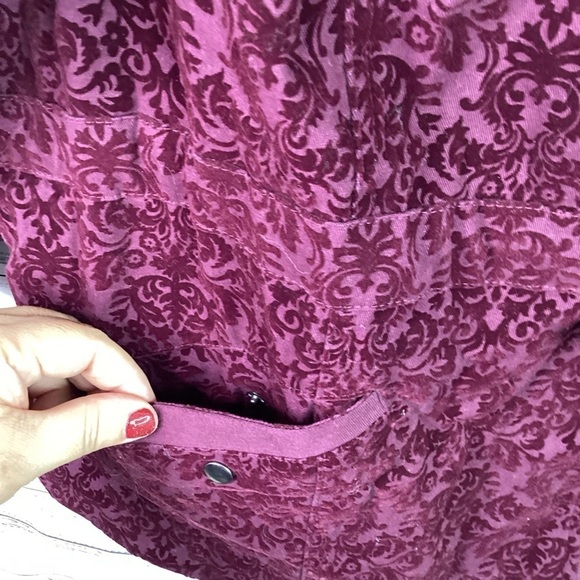 CJ BANKS PLUS SIZE 2X 20 22W FALL WINTER JACKET RED BURGUNDY VELVET COAT TOP NWT - Picture 11 of 14